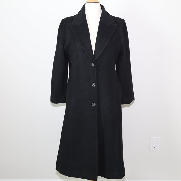 Authentic BON ANGEL vintage black long wool coat Classic EUC - Picture 2 of 8